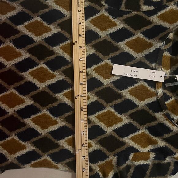 Ciel USA Geometric Pullover Diamond Long Sleeve Short Dress Sz Small S - Picture 9 of 10